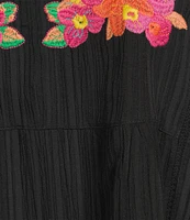 Calessa Plus Size Embroidered Split V-Neck Cap Sleeve Tunic