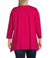 Calessa Plus Size Embroidered V Neckline 3/4 Sleeve Top