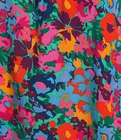 Calessa Plus Size Garden Floral Round Neck Short Sleeve Lace Detail Top