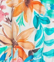Calessa Plus Size Italian Floral Print V-Neck Long Sleeve Tiered Pull-On Shift Dress