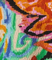 Calessa Plus Size Knit Abstract Mosaic Print Crew Neck 3/4 Sleeve Tunic