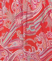 Calessa Plus Size Modern Paisley V-Neck Elbow Sleeve A-Line Tiered Dress
