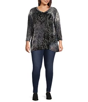 Calessa Plus Size Ponte Delux Denim Knit Leggings