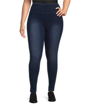 Calessa Plus Size Ponte Delux Denim Knit Leggings