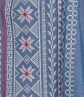 Calessa Plus Size Split V-Neck Short Sleeve Embroidered Tunic
