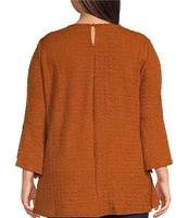 Calessa Plus Size Textured Knit Crew Neck 3/4 Sleeve Tunic