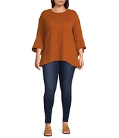 Calessa Plus Size Textured Knit Crew Neck 3/4 Sleeve Tunic