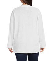 Calessa Plus Size Textured Knit Long Sleeve Open-Front Cardigan