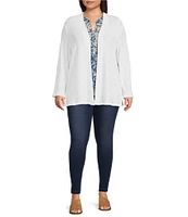 Calessa Plus Size Textured Knit Long Sleeve Open-Front Cardigan