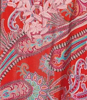 Calessa Plus Size Woven Embroidered Printed Split V-Neck Wrist Length Sleeve Tunic