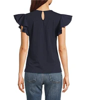 Calessa Round Neck Ruffled Short Sleeve Top