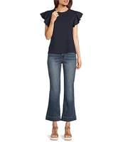 Calessa Round Neck Ruffled Short Sleeve Top