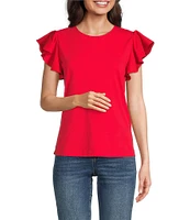 Calessa Round Neck Ruffled Short Sleeve Top