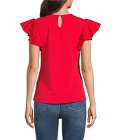 Calessa Round Neck Ruffled Short Sleeve Top