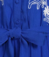 Calessa Split V-Neck Short Sleeve Embroidered Maxi Dress