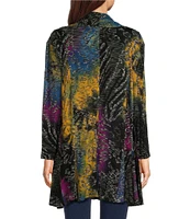 Calessa Stretch Burnout Tie Dye Knit Long Sleeve Cardigan