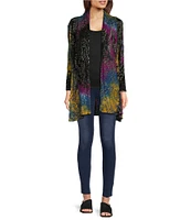 Calessa Stretch Burnout Tie Dye Knit Long Sleeve Cardigan