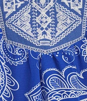 Calessa Summer Paisley Split V-Neck Embroidered Tunic