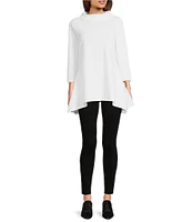 Calessa Textured Knit Funnel Neck 3/4 Sleeve Tunic