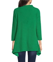 Calessa Textured Puckered Knit Funnel Neck Bracelet Sleeve Tunic