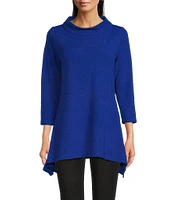 Calessa Textured Puckered Knit Funnel Neck Bracelet Sleeve Tunic