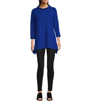 Calessa Textured Puckered Knit Funnel Neck Bracelet Sleeve Tunic