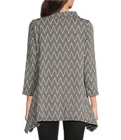 Calessa Yarn-Dye Knit Herringbone Funnel Neck Bracelet Sleeve Tunic