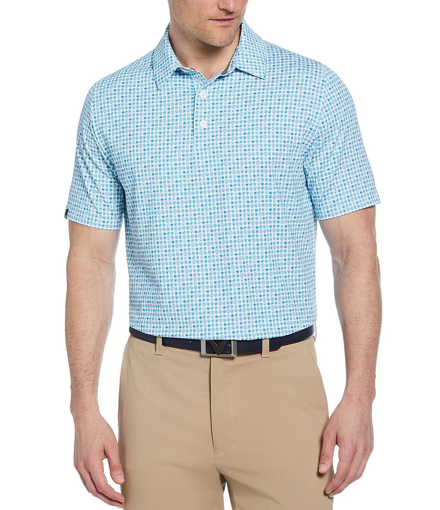 Callaway 18th Hold Food Print Short Sleeve Golf Polo Shirt