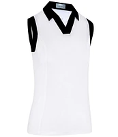 Callaway Color Block Stretch Jersey V-Neck Sleeveless Golf Polo Shirt