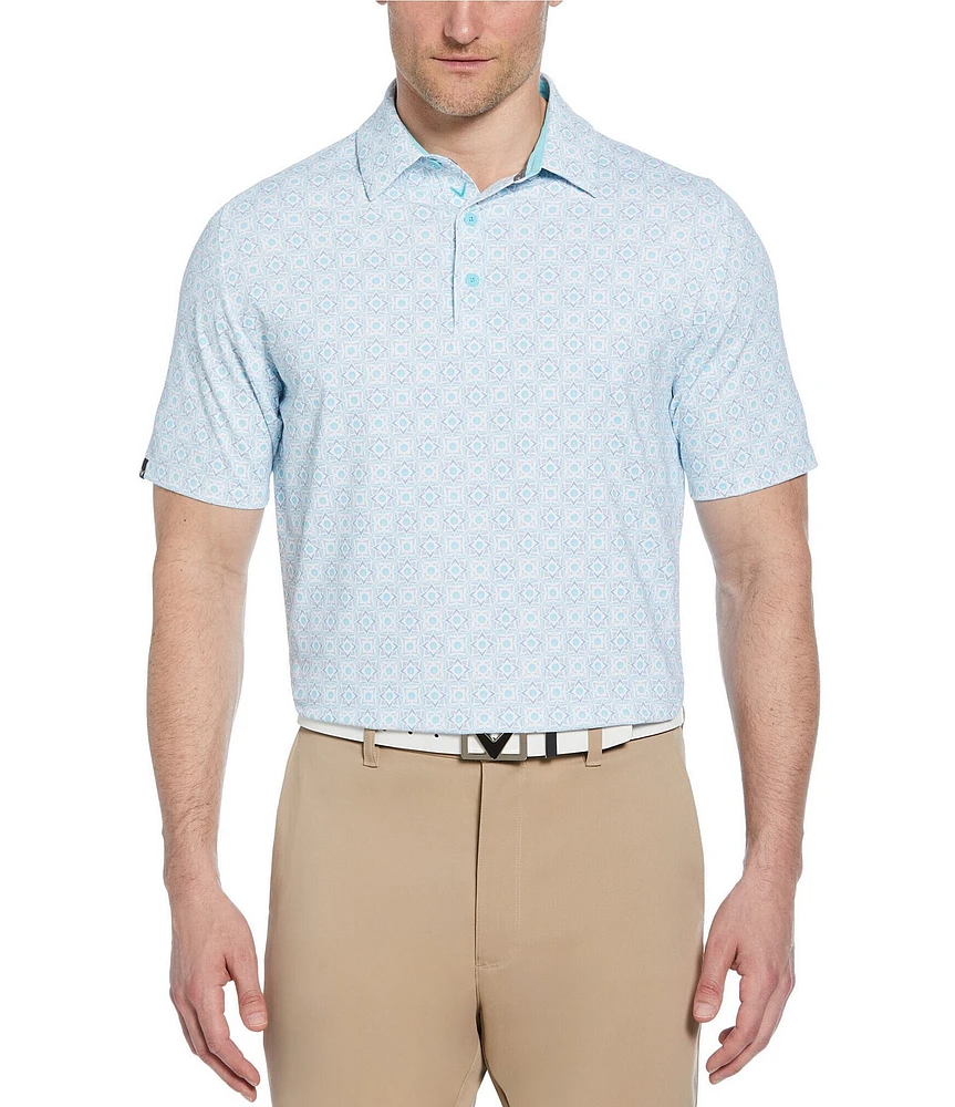 Callaway Foulard Print Performance Stretch Short Sleeve Polo Shirt