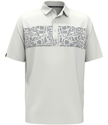 Callaway Short Sleeve Coastal Outline Print Golf Polo Shirt