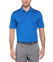 Callaway Short Sleeve Ventilated Fine Line Striped Polo Shirt