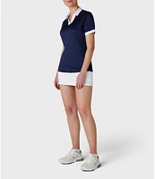 Callaway Stretch Knit Color Block V-Placket Short Sleeve Golf Polo Shirt