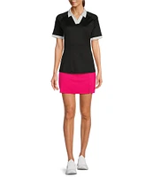 Callaway Stretch Knit Color Block V-Placket Short Sleeve Golf Polo Shirt