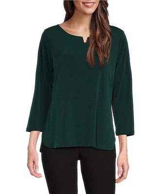 Calvin Klein 3/4 Sleeve Hardware V-Neck Top