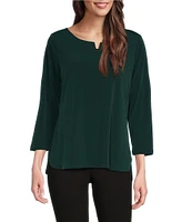 Calvin Klein 3/4 Sleeve Hardware V-Neck Top