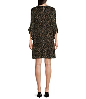 Calvin Klein 3/4 Sleeve V-Neck Floral Dress