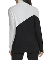 Calvin Klein Asymmetrical Color Block Turtleneck Long Sleeve Sweater