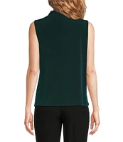 Calvin Klein Asymmetrical Draped Mock Neck Sleeveless Top