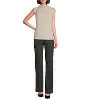 Calvin Klein Asymmetrical Draped Mock Neck Sleeveless Top