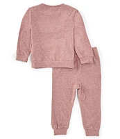 Calvin Klein Baby Girls 12-24 Months Heather Double-Brushed Knit Ruffle Pullover & Jogger Pants Set