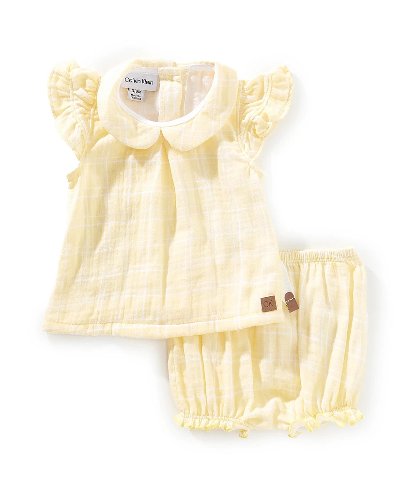 Calvin Klein Baby Girls Newborn-6 Months Flutter-Sleeve A-Line Dress