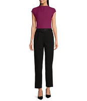 Calvin Klein Coordinating Belted Scuba Crepe Slim Ankle Length Pants