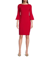 Calvin Klein Boatneck 3/4 Bell Sleeve Sheath Dress