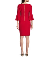 Calvin Klein Boatneck 3/4 Bell Sleeve Sheath Dress