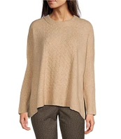 Calvin Klein Cable Knit Crew Neck Long Sleeve Poncho