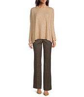 Calvin Klein Cable Knit Crew Neck Long Sleeve Poncho