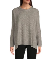 Calvin Klein Cable Knit Crew Neck Long Sleeve Poncho