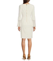 Calvin Klein Chiffon Long Sheer Bell Sleeve Round Neck Sheath Dress