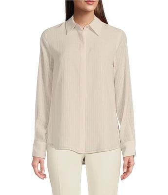 Calvin Klein Collared Long Sleeve Button Down Blouse